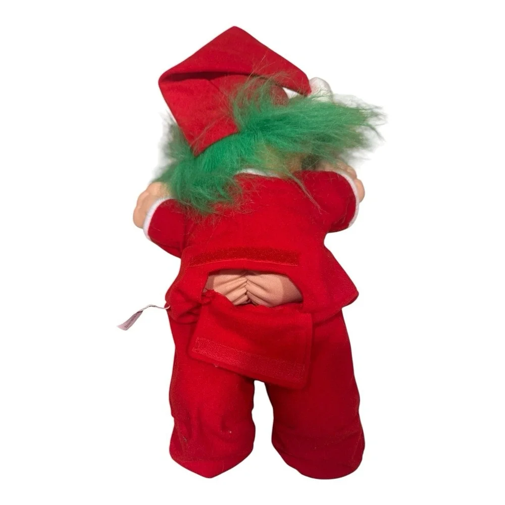 Russ Berrie Vintage Christmas Santa Troll Doll Green Hair Red Suit 2338